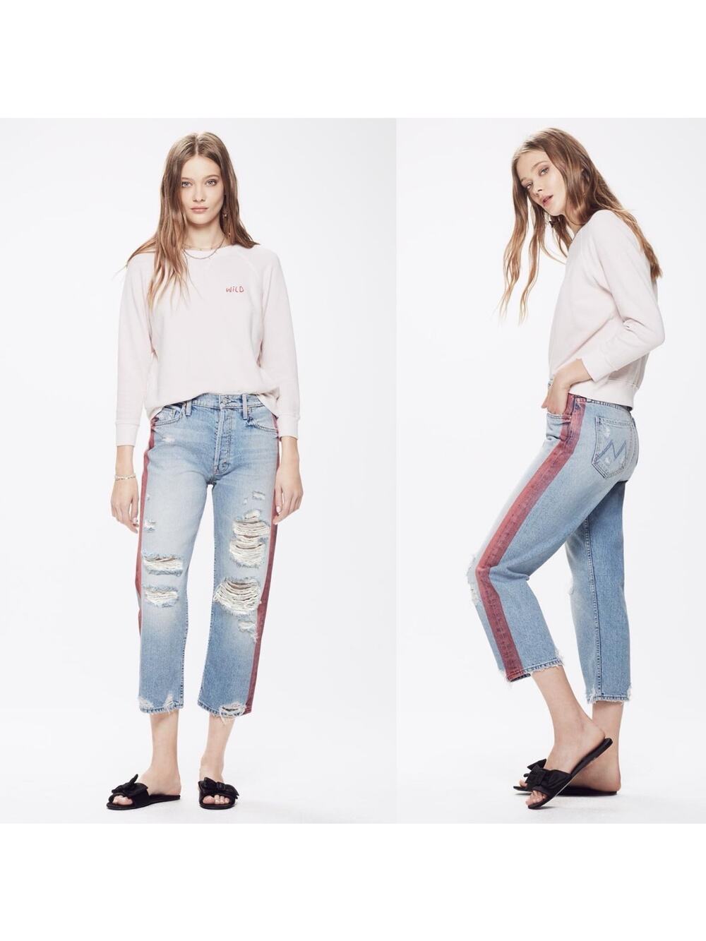 Mother denim The Trasher distressed cropped jeans size 26